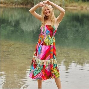 ⭐️ FARM Rio Anthropologie Palila Fringe Midi Dress